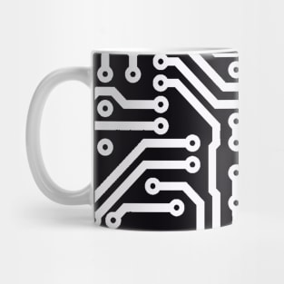 Computer Chip Circuit Tech Pattern - Black & White Mug